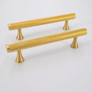 Solid Brass Knurled 5” Brass Pulls Knurled Cabinet Handles Set of 2